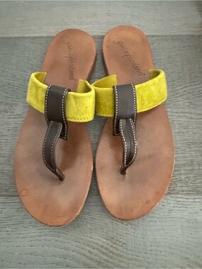 Giallo Positano Leather Sandals with Suede Chartreuse Straps Size 7/37